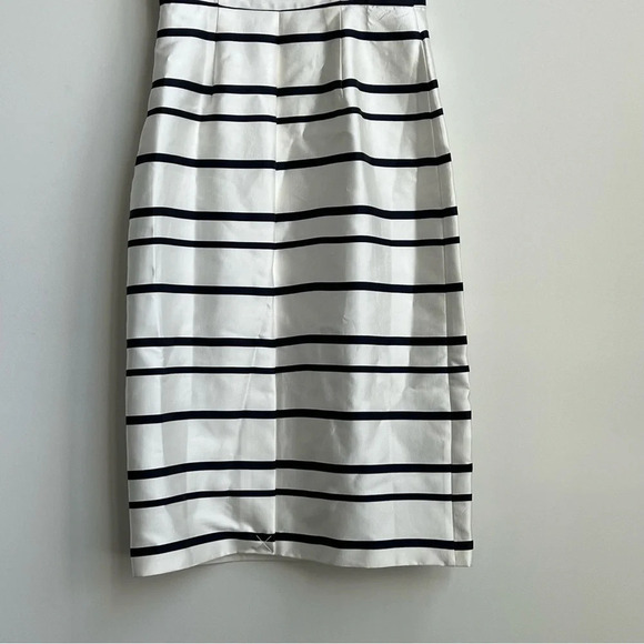 New J Crew Jacquard Stripe Midi Dress Scoop Neck Sz 0 Navy & Ivory Ak231 Women’s - Picture 9 of 15